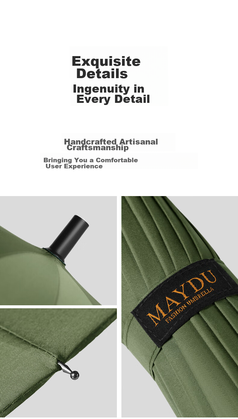 MAYDU Umbrella, Long Handle, Large Size, 24 Ribs, Reinforced And Thickened, Double-Person Umbrella, M5003, Smog Blue 16