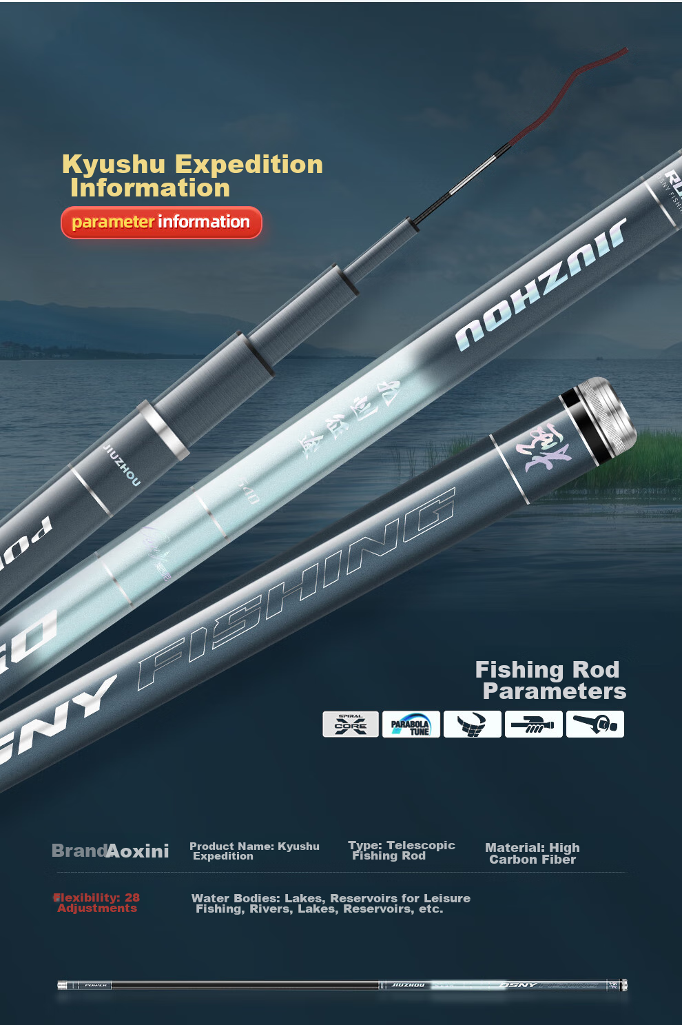 Aoxini Fishing Rod, Kyushu Zhengtu Model, 5.4 Meters Long, Handheld Rod, 28 Sections, Ultra-Light And Ultra-Hard Carbon Fiber, Platform Fishing Rod, Carp Rod, Fishing Tackle 12