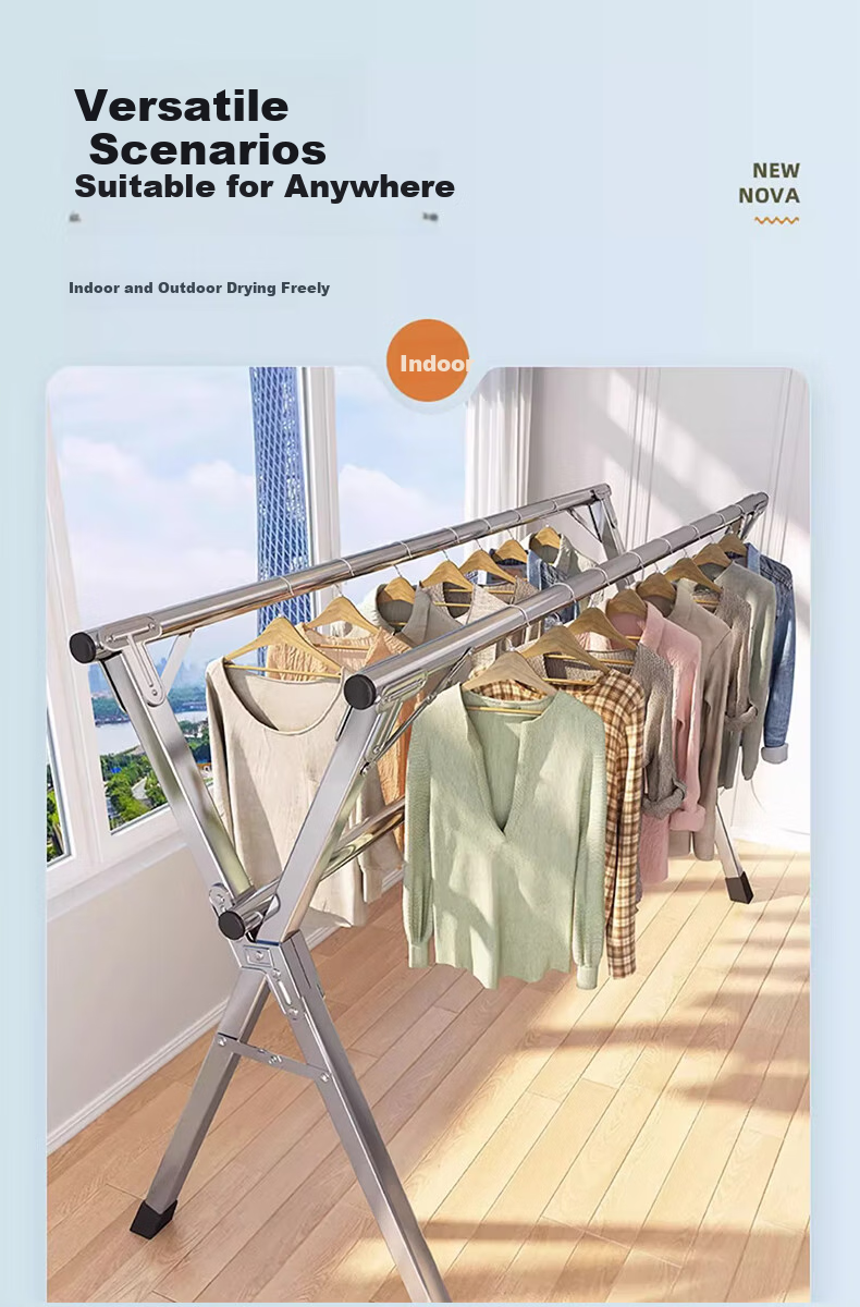 Jingjiayi Foldable Clothes Drying Rack, Freestanding Laundry Hanger for Indoor And Outdoor Balcony, Quilt Drying Stand, Home Use, No Installation Required 4