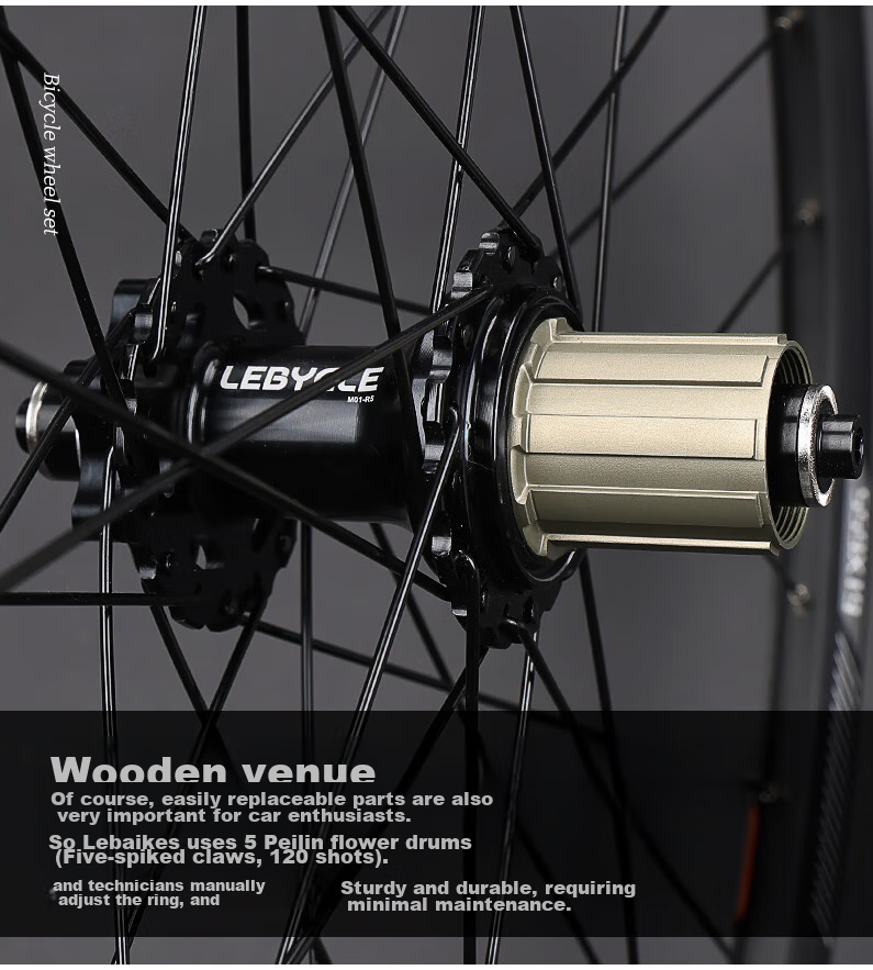 LEBYCLE Mountain Bike Wheelset with 5 Shimano Bearings, Flower Drum 120 Sprockets, 27.5-Inch Hubs, Aluminum Alloy Wheels, Bicycle Rim, Disc Brakes 2