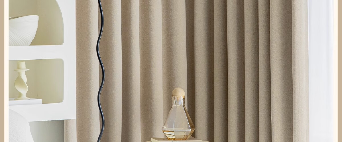 Mihua High Light-Blocking Curtains, Complete Set for Living Room, Thickened Sun Protection, Hooked Velvet Fabric, Cheese Cashmere Color, 1.8m Wide * 2.4m High 6
