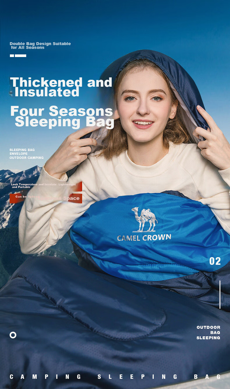 CAMEL Outdoor Sleeping Bag, Camping Adult Thickened Warm Cold-Resistant All-Season Model, Single Man Winter Double A8W03009 1