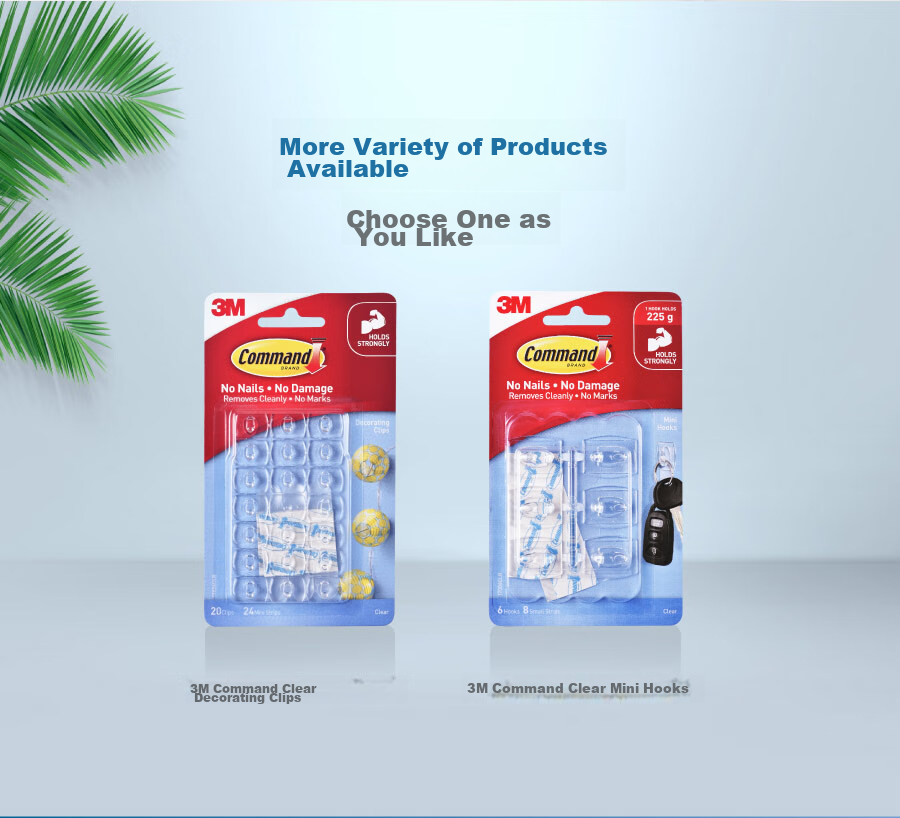 3M Transparent Adhesive Hooks, Cable Management Fasteners, 40 Pieces, Strong Adhesive No Drilling Required 2