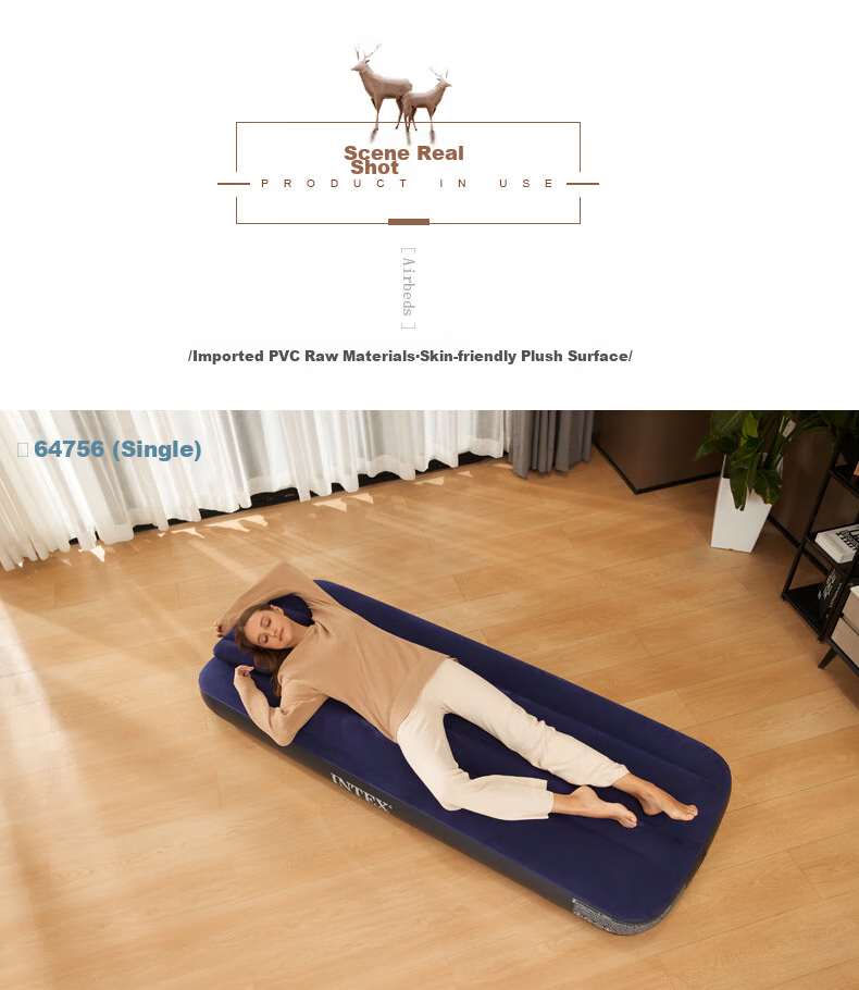 INTEX Inflatable Mattress Car Bed Nap Folding Bed Hospital Companion Single Air Mattress Outdoor Moisture-Proof Mat 64756D 4