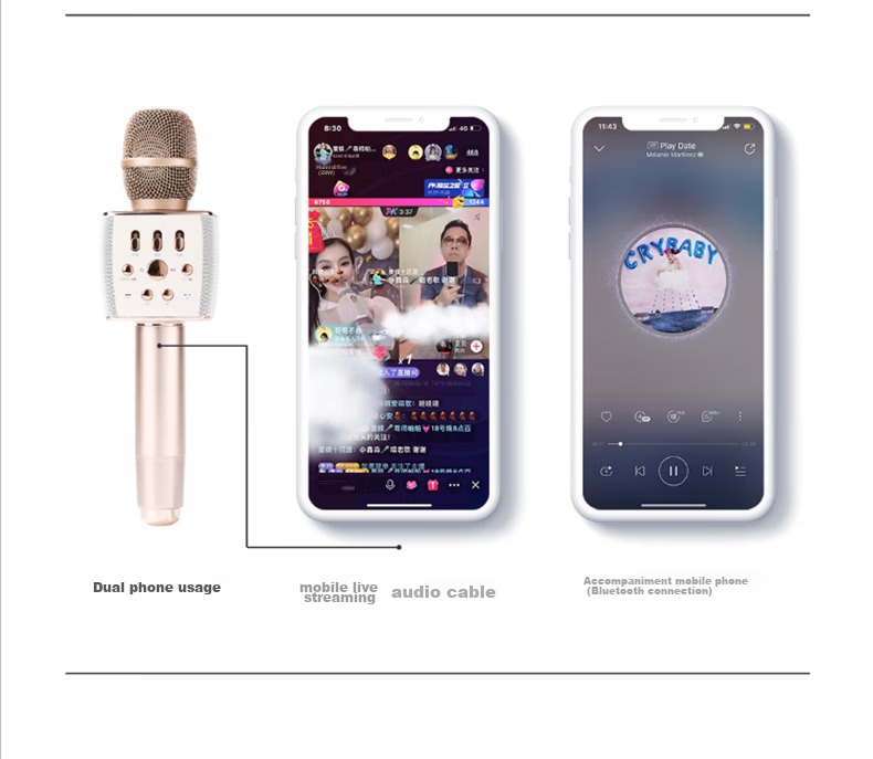 Quanmeng Karaoke Microphone Speaker All-In Home KTV Singing Recording Device, Outdoor Entertainment Live Streaming with Built-In Sound Card, Wireless Bluetooth Microphone And Speaker Equipment 16