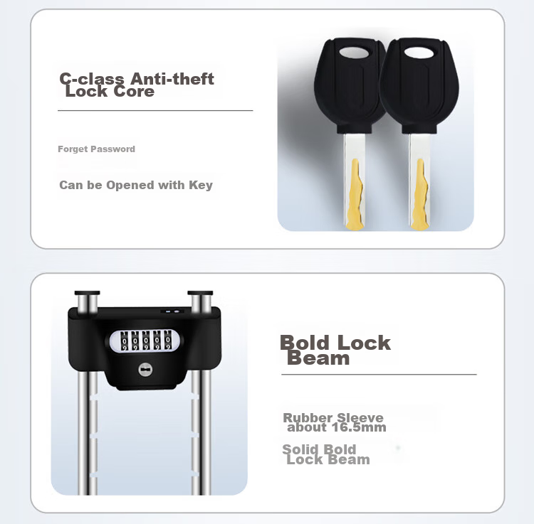 HOTUN U-Shaped Password Lock, Glass Door Lock, Double-Door Lock, Office And Shop Door Lock, Key Password Lock, 701B-350 4
