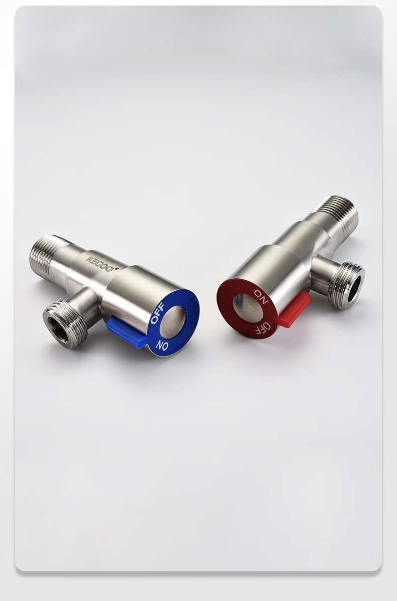 KEGOO Angle Valve, 304 Stainless Steel Water Stop Valve, Cold And Hot Water Compatible, 1/2 Inch Angle Valve, Thickened Triangular Valve with Red Label K06641H 14