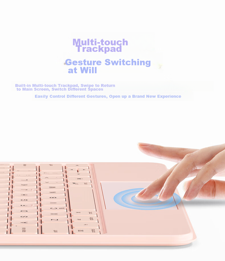 B.O.W Hangshi HB354 2026 Magic Control Keyboard, IPad Air 4/5 Protective Case, Air 6/7 Magnetic Shell, Floating 21/22 Pro 10.9/11 Inch, 64 Keys, Five-Level Backlight, Pink 12