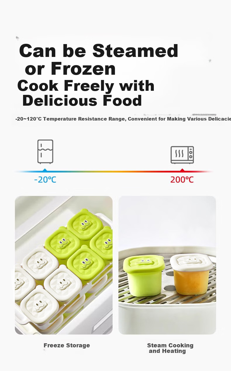 Licheers Baby Food Storage Containers with Freezer Trays, Individually Molded Silicone Molds for Frozen Puree, Infant Feeding Bowls And Tools 3