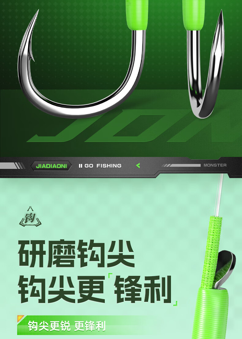 JIADIAONI Pre-Tied Double Hook Fishing Line Set for Big Fish, Suitable for Grass Carp, Silver Carp, Bighead Carp And Giant Fish, Hook Size 10#5 8
