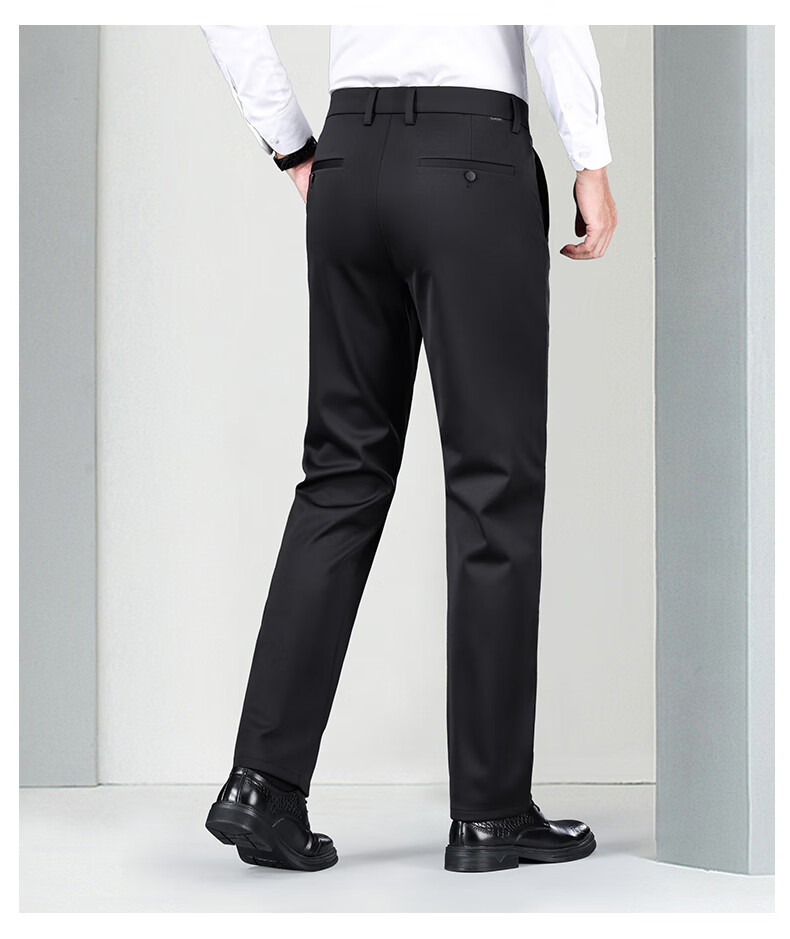 ROMON [Contains Wool] Elastic Wrinkle-Resistant Casual Pants for Men, Business Suit Pants, Straight-Leg Trousers for Middle-Aged And Young Men, Dad Style 14