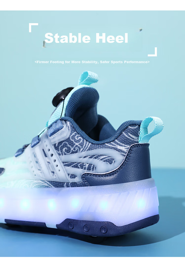 BKG Running Shoes for Girls, Four-Wheel Sports Shoes for Children, Student And Youth Skating Shoes ZYQ23825-B7, Lan Yue, Size 32 12