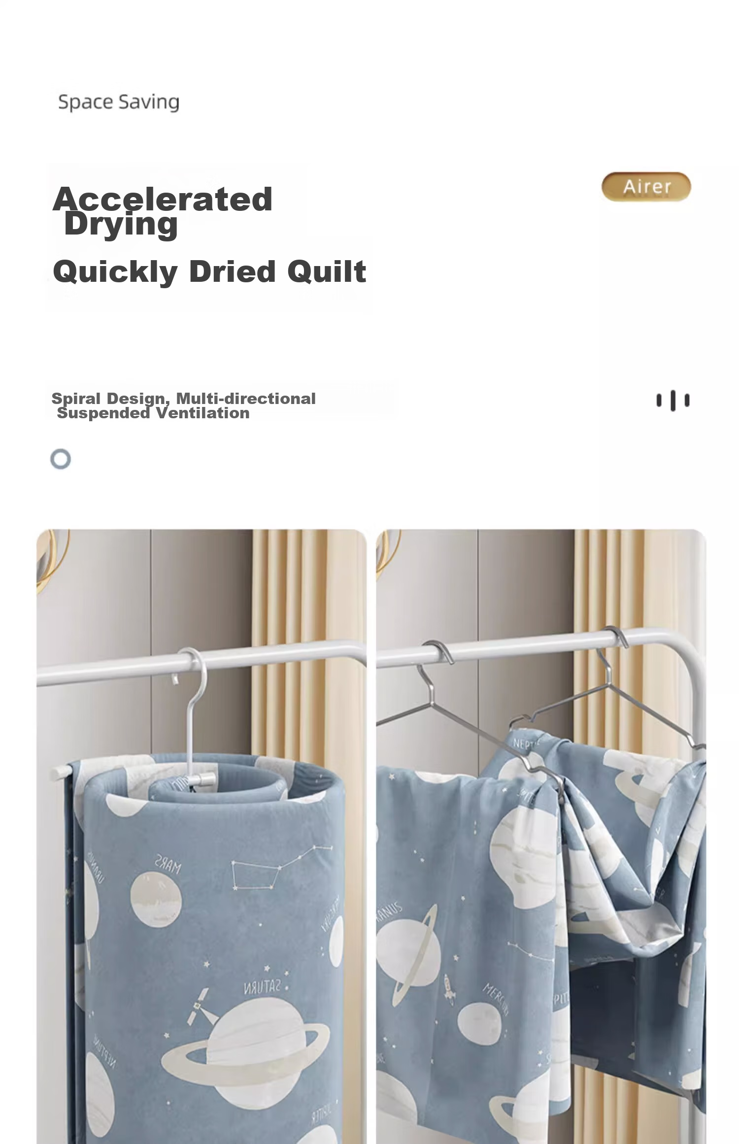 YOUQIN Spiral Clothes Drying Rack for Balcony And Home Use, Large Round Rotating Hanger for Sunbathing Bedsheets And Quilts 2