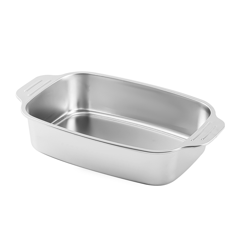 BJ Stainless Steel Deep Square Plate, Serving Tray, Steaming And Baking Fish Pan, Grilled Fish Plate, Snack Plate, Barbecue Grill, 45cm Extra Large Size
