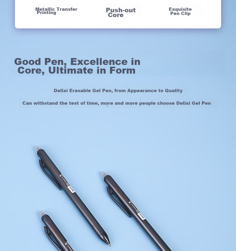 Deli [Best-Selling Product] Stylish Erasable Retractable Gel Pen 0.5mm Bullet Tip Erasable Magic Student Pen Crystal Blue 6 Pens/Box SA165-6 3