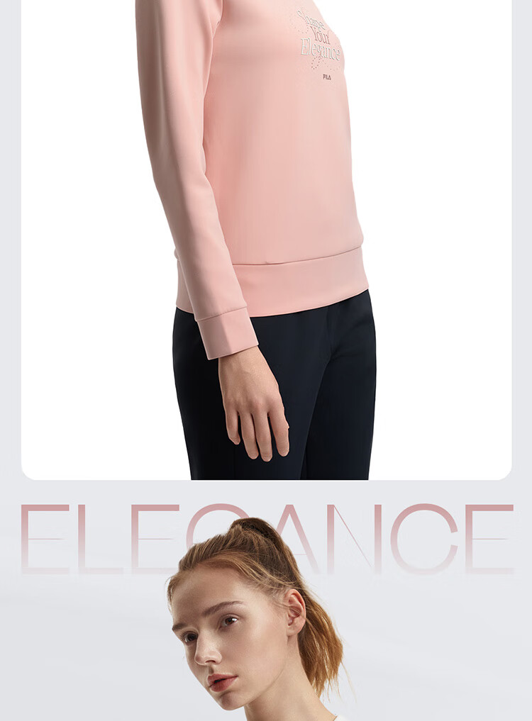 FILA Official Women's Pullover Hoodie, Autumn And Winter Fitness Sports Simple Basic Knit Top 11