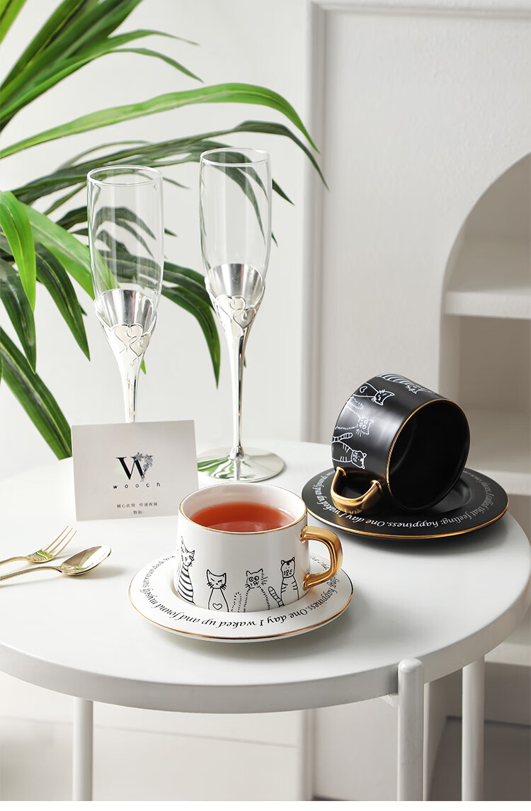 WOOCH [Mid-Autumn Festival Gift] Coffee Cup And Saucer Set, Wedding Gift Box, Couple's Cups, Housewarming Gift for Newlyweds 1