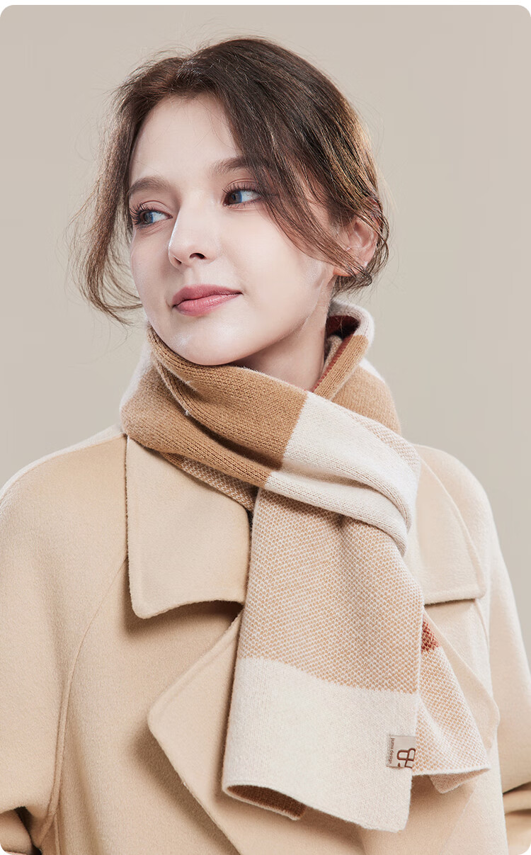 JIUMU Pure Wool Scarf for Women, Autumn And Winter Ladies' Warm Neck Warmer, Gift for Girls on National Day Or Birthday, Gift Box Packaging 16