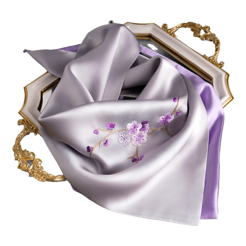 Hangsifu Suzhou Silk Scarf, Mulberry Silk Scarf, Neck Protection Inner Wear Small Square Scarf, Neck Wrap, Practical Birthday Gift for Mom