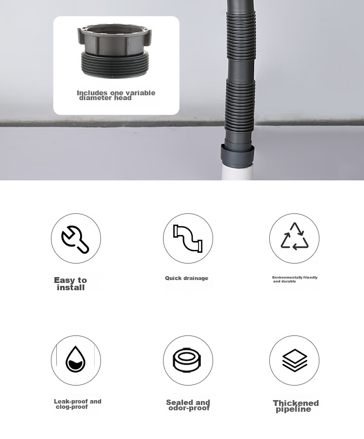 Larsd 9120 Kitchen Sink Drain Pipe, Extended Pipe, Vegetable Washing Basin And Dishwashing Sink Extended Drain Pipe, Extension Accessory 2
