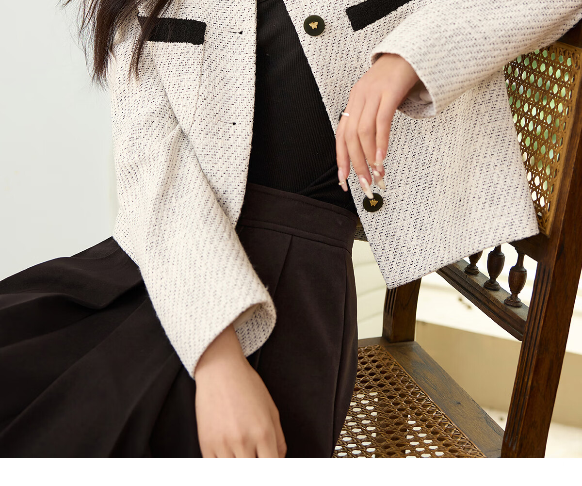 Taxiang Xiaoxiang Style Women's Jacket for Spring And Autumn, Petite Women's Outerwear, Versatile Short Cardigan Coat T51D020 9