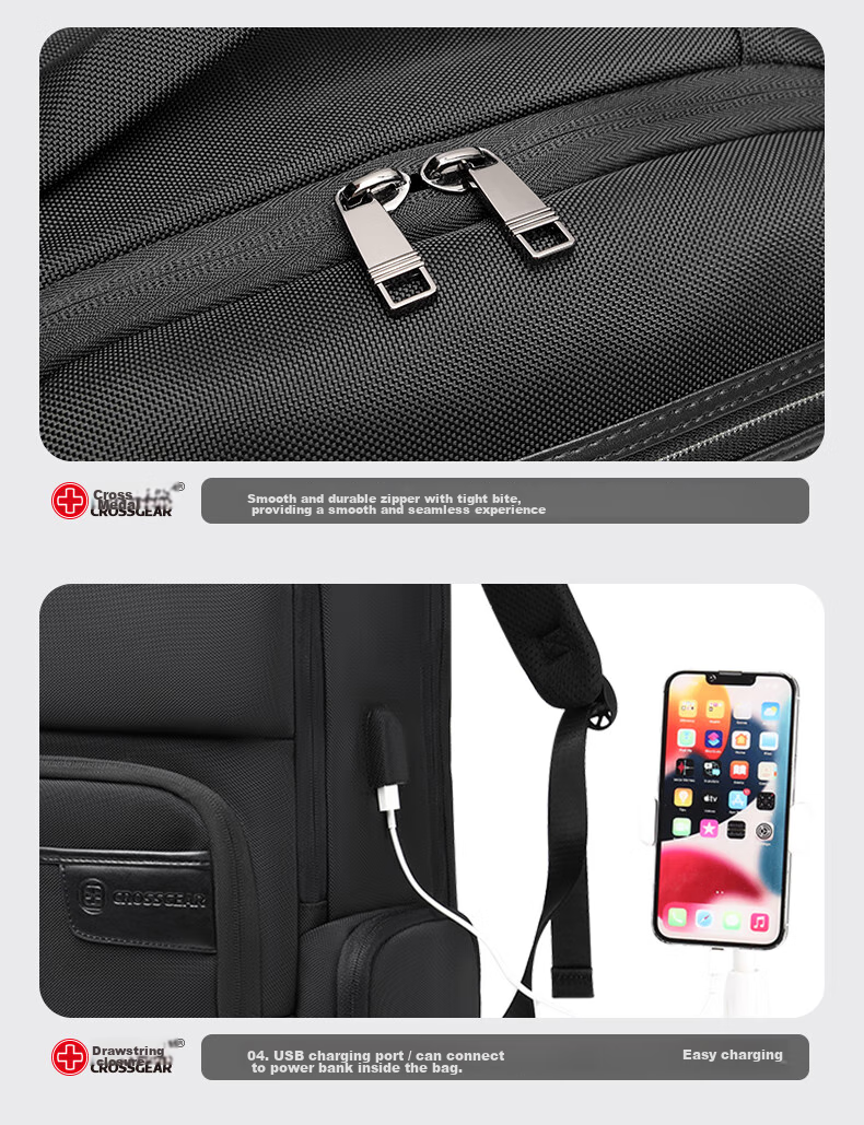 CROSSGEAR Swiss Cross Medal Backpack 17.3-Inch for ASUS Laptops, Business Travel Large Capacity Backpack 19