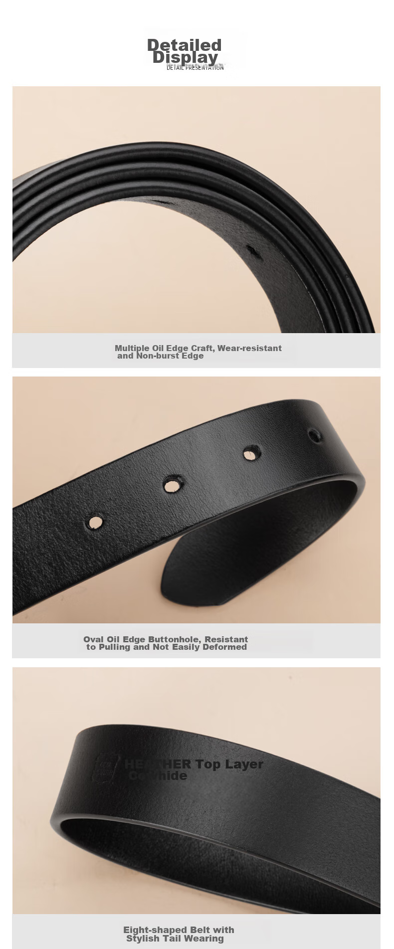 Cattlesboss Women's Belt, Top-Grain Leather, Simple And Versatile, Decorative Accessory for Jeans, 5335, Black, 105cm 17