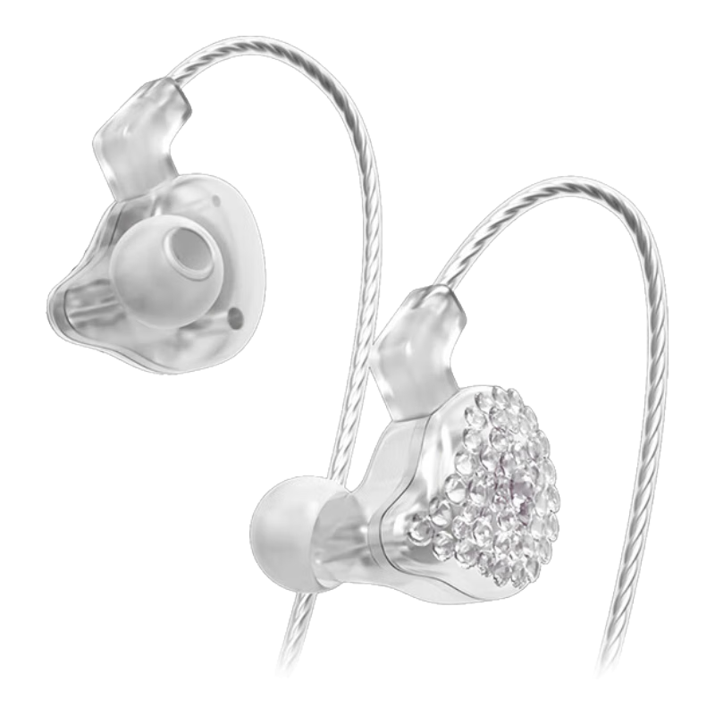 ISK ES80 White Wired Monitoring Earphones, In-Ear Professional Live Streaming High-Fidelity HIFI Small Earphones for Karaoke, Music, Sleep, Deep Bass, Compatible with Mobile Phones, Computers, Sound Cards, Universal Earplugs