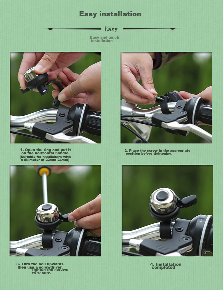 HOTUN Bicycle Bell, Loud Mountain Bike Bell, Old-Style Horn, Children's Bicycle Accessory, Complete Set, Universal XLD-02 Silver 8