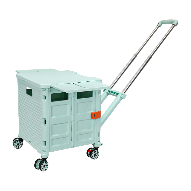 Xilushi Folding Grocery Shopping Cart Supermarket Trolley Household Luggage Cart with Swivel Wheels Fresh Green BY10-WX