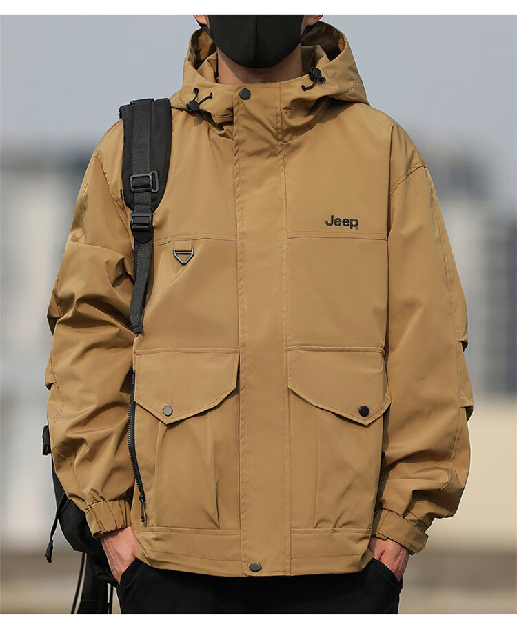 JEEP Men's Jacket, Spring And Autumn Outerwear, Trendy Casual Loose Workwear Clothing for Men, Black, Size M 6