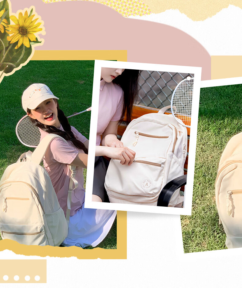 Anta Mochi Backpack Unisex Simple Large Capacity Youth Canvas Hiking Cycling Sports School Bag 9