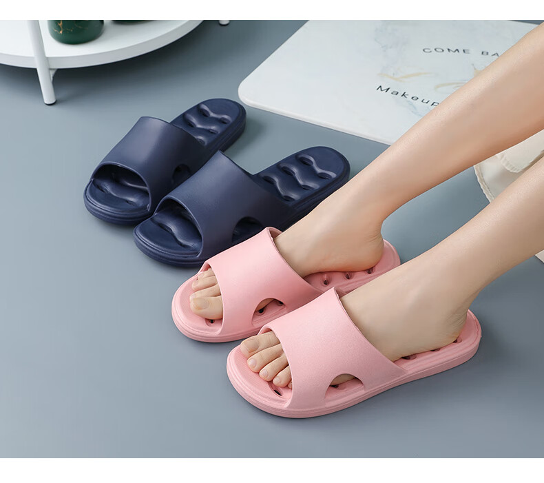 GUOLUOFEI [Size Adjustment] Bathroom Slippers for Men And Women, Summer Indoor Hollow Water-Evaporating EVA Sandals, Navy Blue, Size 41-42 15