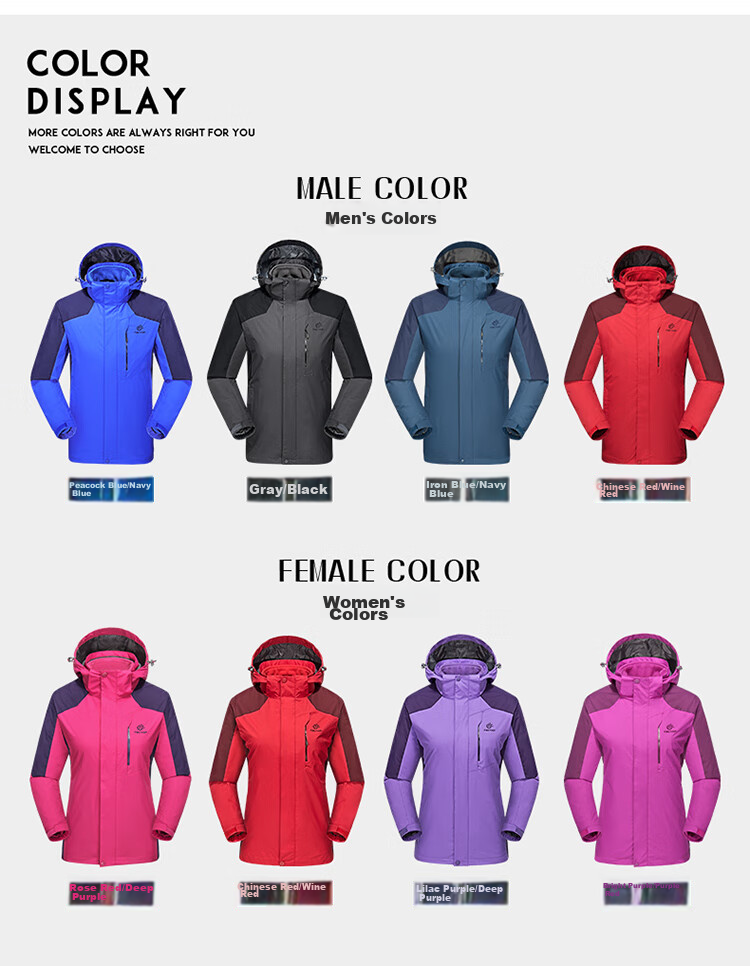 TECTOP 3-in-1 Two-Piece Men's Outdoor Jacket with Fleece Liner for Mountaineering and Skiing, Royal Blue, M 18