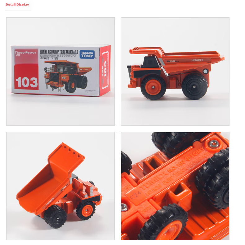 TAKARA TOMY Alloy Car Model Toy for Boys, Red And White Box No. 103 Hitachi Dump Truck 228530 3