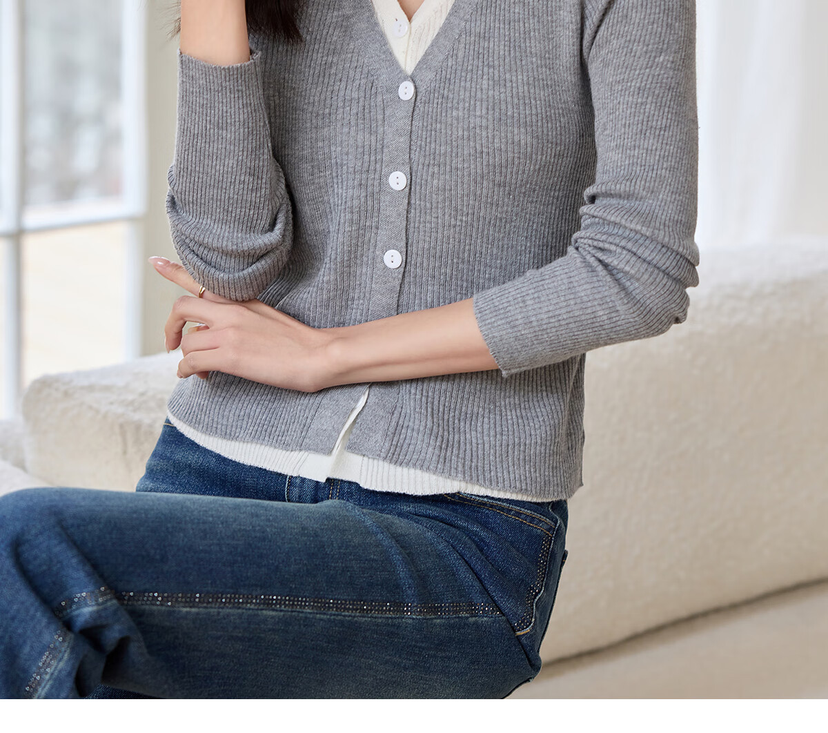 Taxiang Women's Knitted Cardigan with Two-Piece Design for Spring And Autumn, Sweater Cardigan T43Z006 14
