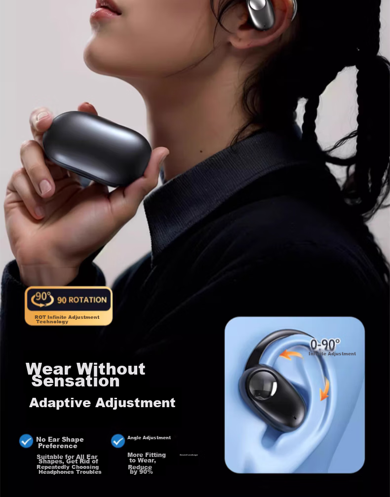 GREATWALL Bluetooth Headphones, Bone Conduction Concept, Over-Ear Style, True Wireless, Not In-Ear, Open-Style, for Sports, Running, Calls, Noise Reduction, Long Battery Life, Suitable for Huawei 9