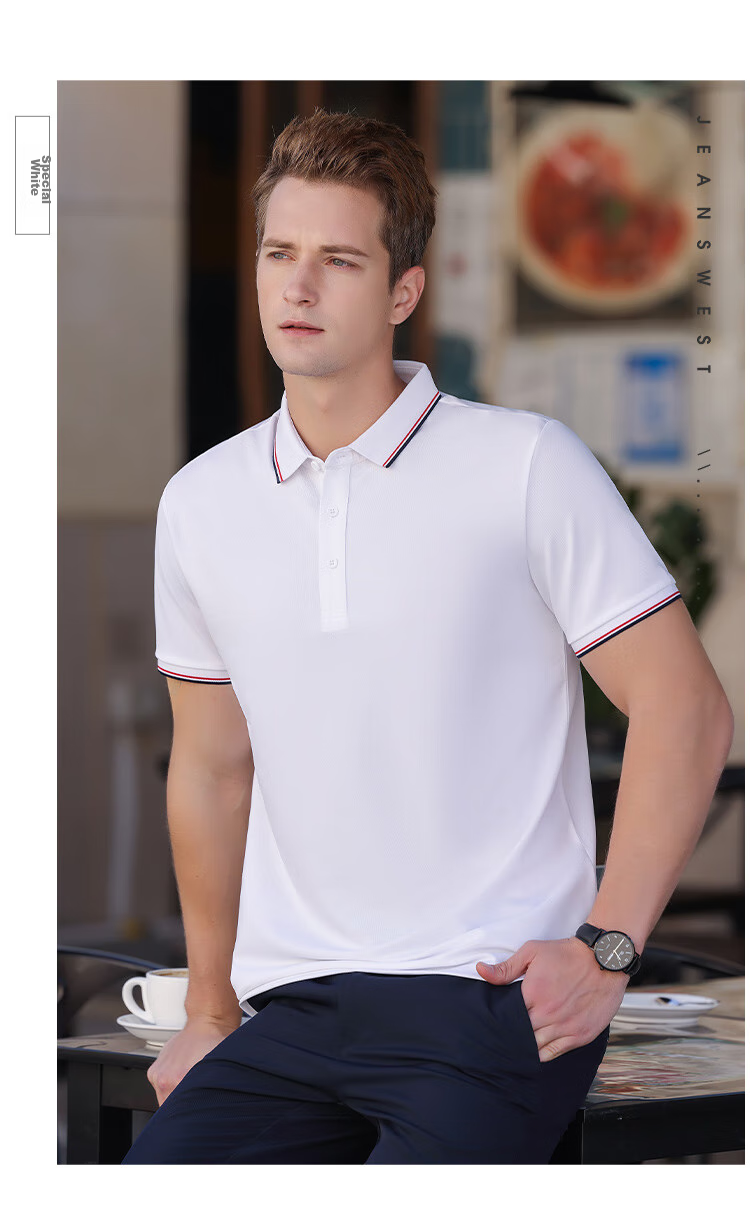 Jeanswest Men's Short Sleeve Polo Shirt 2026 Summer Mint Cooling Casual T-Shirt Base Layer Dark Gray 2XL 13