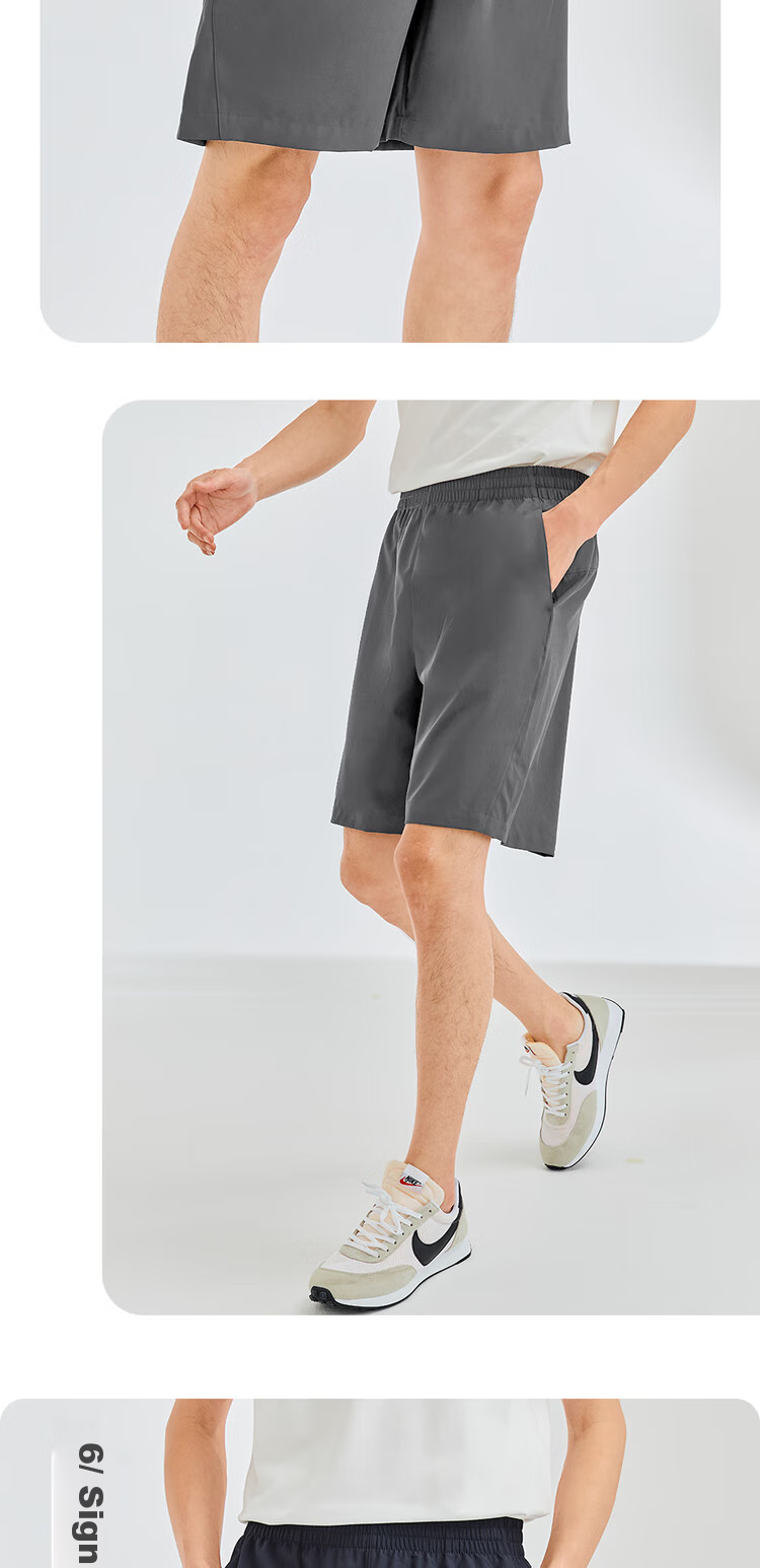 Giordano Men's Woven Sports Shorts, Four-Way Stretch Five-Point Pants with Elastic Waistband, Lightweight Casual Shorts for Men 13102222 12