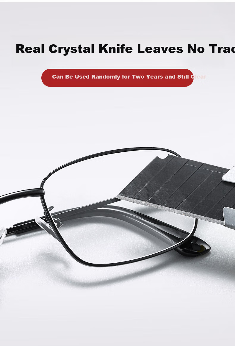 GOGOSOON Titanium Frame Crystal Reading Glasses for Men, Pure Natural Crystal Stone Glasses, High-Definition Ultra-Light, High-End Titanium Frame Vintage Gold 5