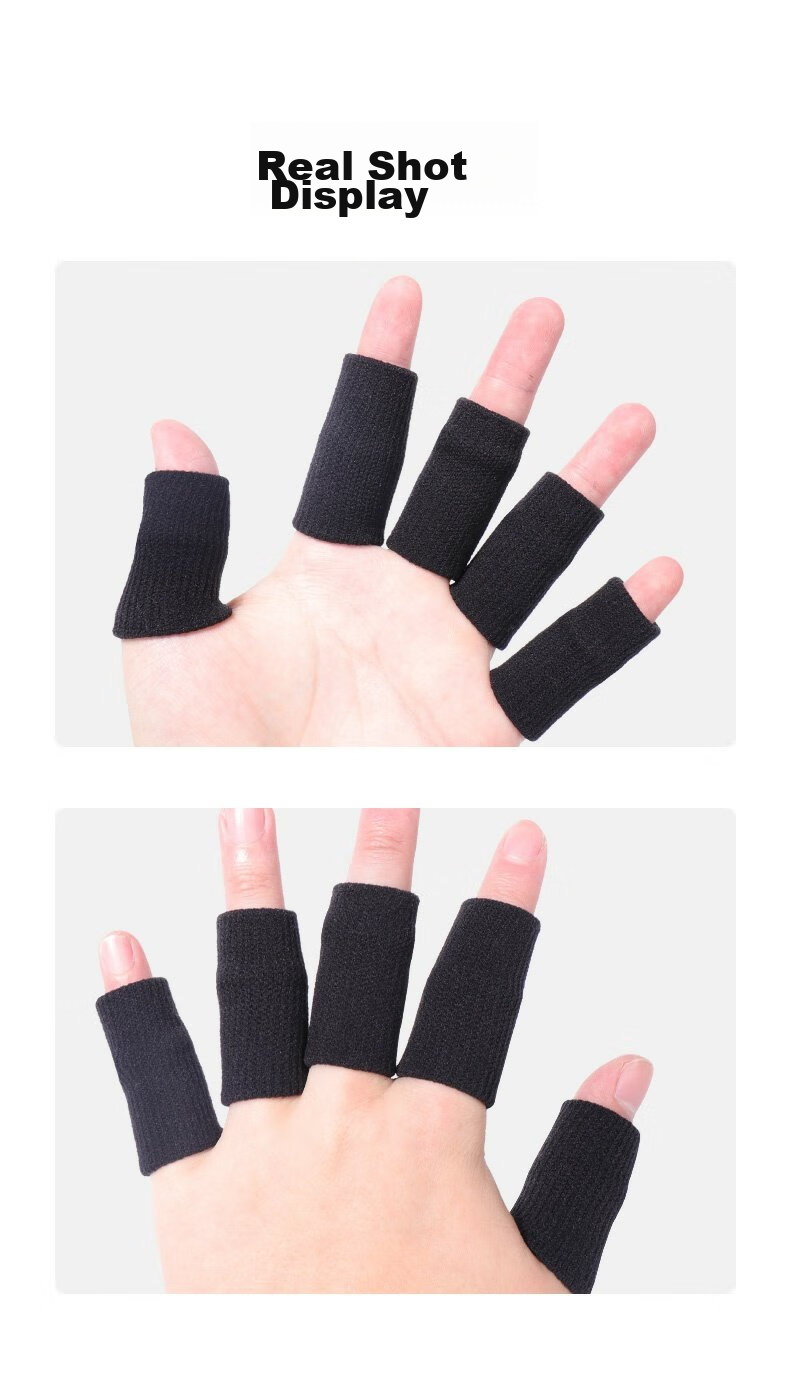 Chidong Basketball Volleyball Finger Joint Protector Anti-Sprain Sports Non-Slip Elastic Bandage Finger Sleeve Black 10-Pack 9