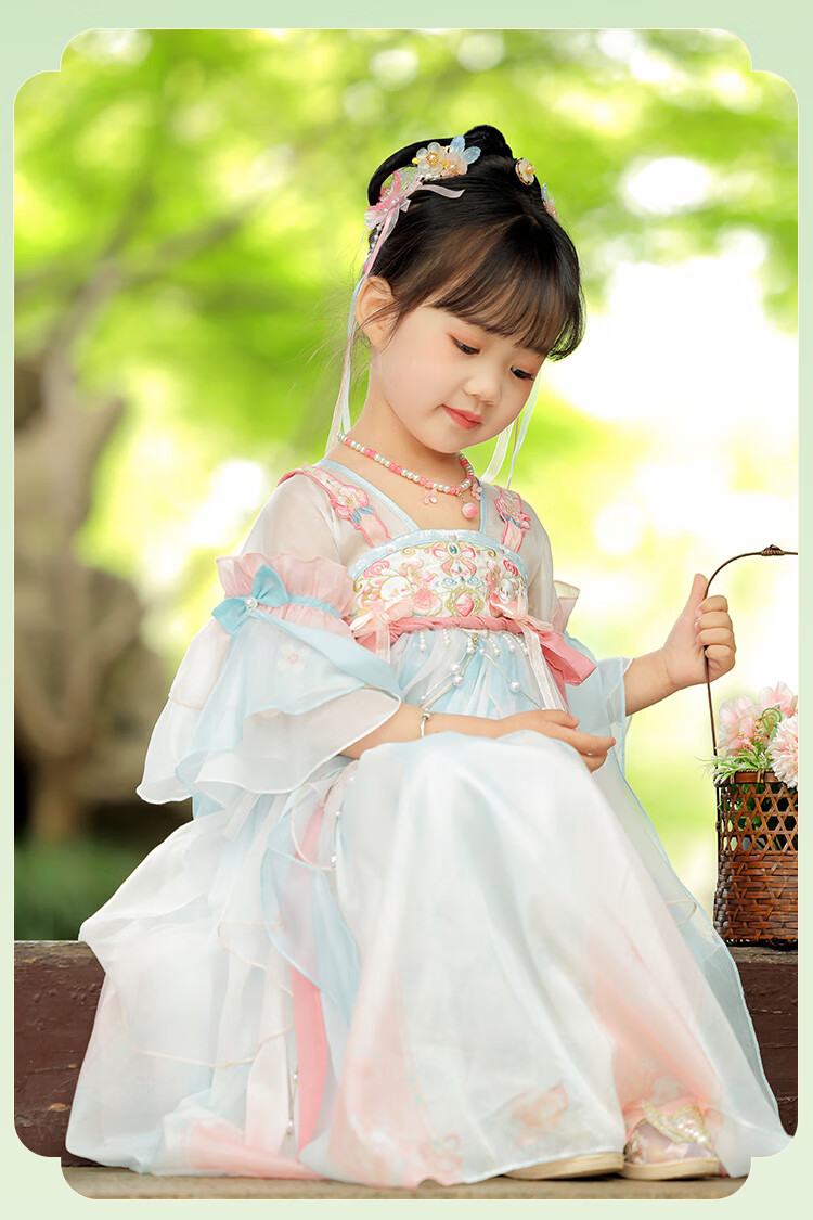 Menghu Peach Hanfu Girls' Summer 2026 Fairy-Like Ancient Style Ru Skirt, Children's New Chinese-Style Thin Dress, Pink And Blue, Size 110 12