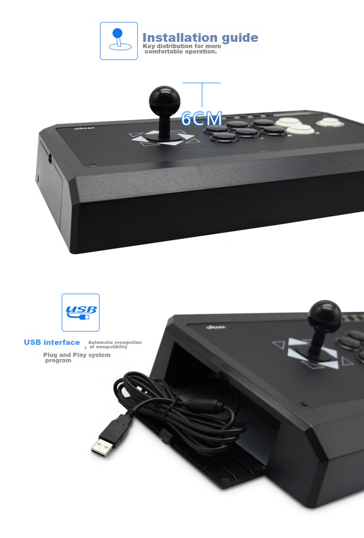 QANBA Q4-S3 SA Full Three-And Standard Black, Arcade Joystick Game Controller, PS3 Computer PC Switch2 Fighting 97 Steam Street Fighter 6 Iron Fist 8 Wolf Legend 6