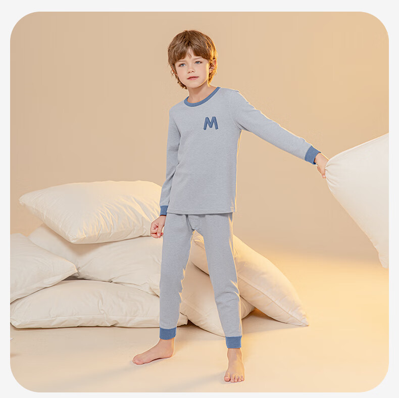 YING BO LUN Boys Thermal Warm Underwear Set Boys Pajamas Children's Autumn Clothes 81116 Medium Green 120 20