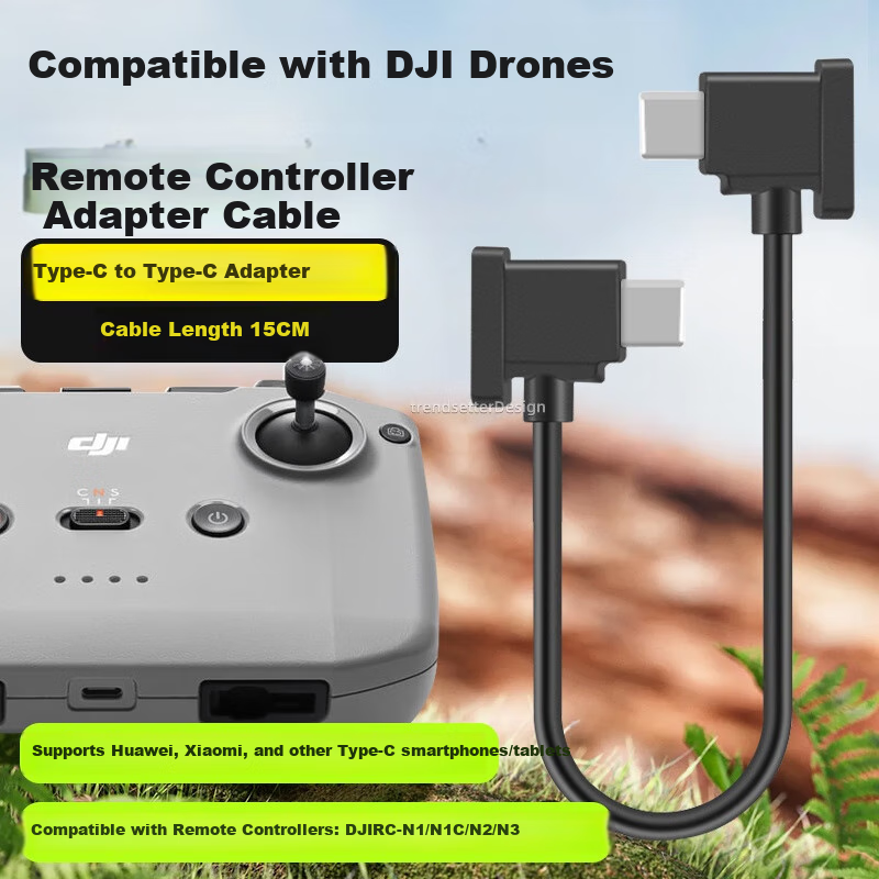 Кабель-адаптер Trendsetter для пульта дрона DJI Mavic 3/air3/2/2S/mini2/3/4/4k/pro/neo/flip, черный, Type-C to Type-C, 15 см
