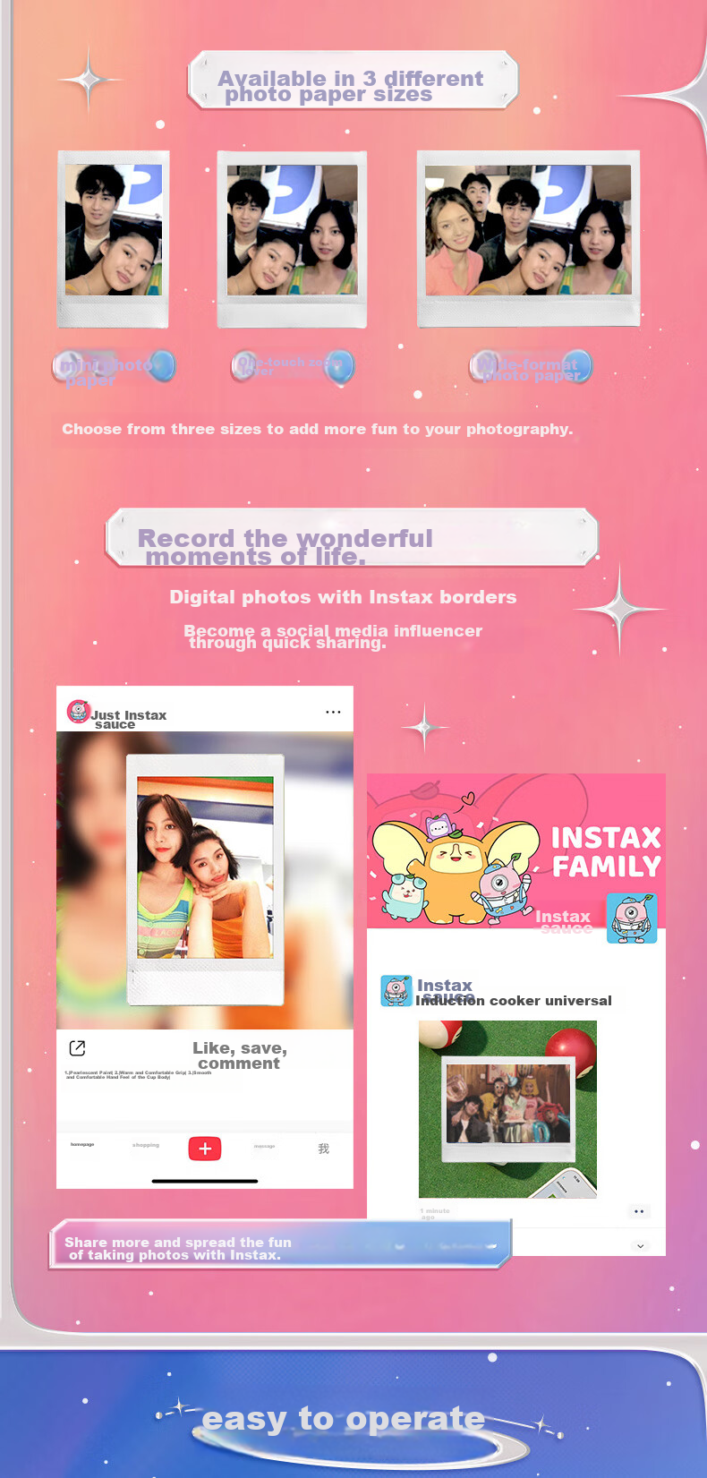 INSTAX Fuji INSTAX Instant Camera CCD Smart Camera PAL Cat Paw Pink Student Toy Camera Standalone 14