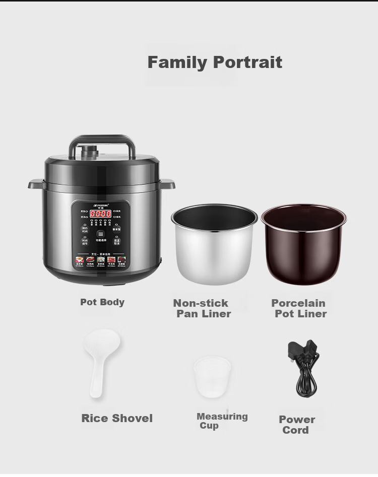 PESKOE Electric Pressure Cooker, High-Pressure Cooker, 6L Dual Inner Pot for Home Use, Multi-Functional Rice Cooker, LJ60C-02YD 20