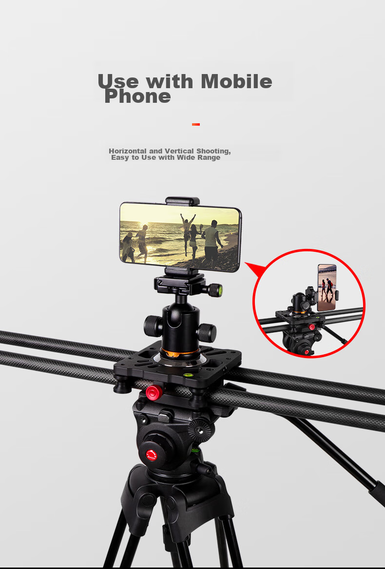 Hakutatz 100cm Carbon Fiber DSLR Camera Photography Slider, Camera Track for 5D3, Video Shooting, Six-Axis Damping Follow Focus, Ball Head Gimbal 16