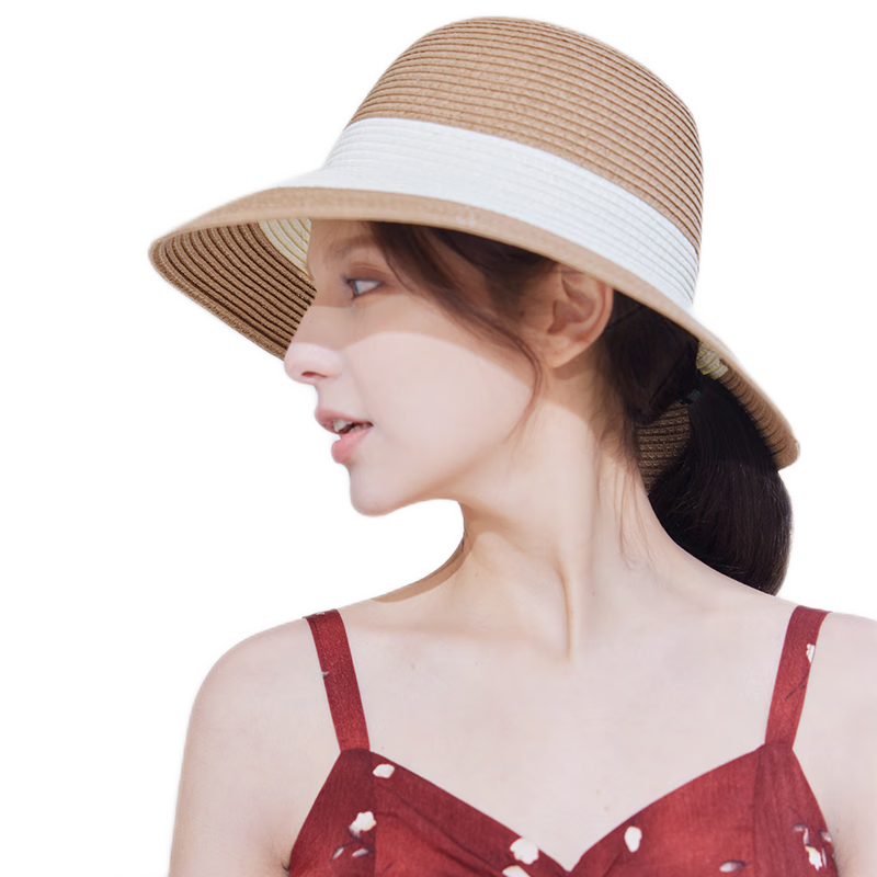JIUMU Sun Hat for Women, Straw Hat, Beach Hat, Summer Outdoor Face-Covering Hat, CW050