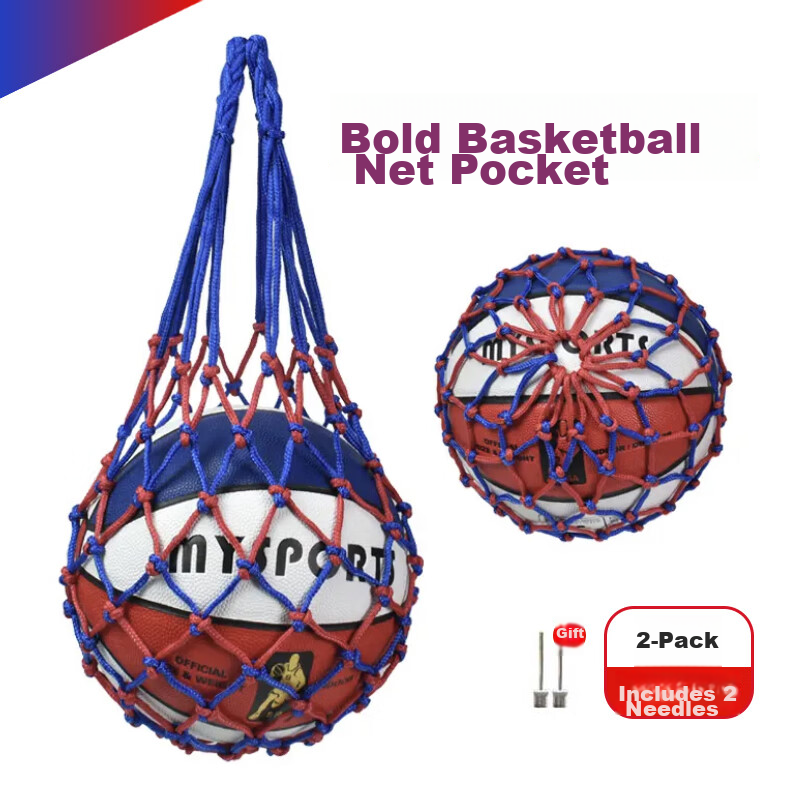 Qixiangcheng 2-Piece Basketball Net Bag, Soccer Ball Net Bag, Sports Training Storage Bag, Basketball Carrying Bag 1